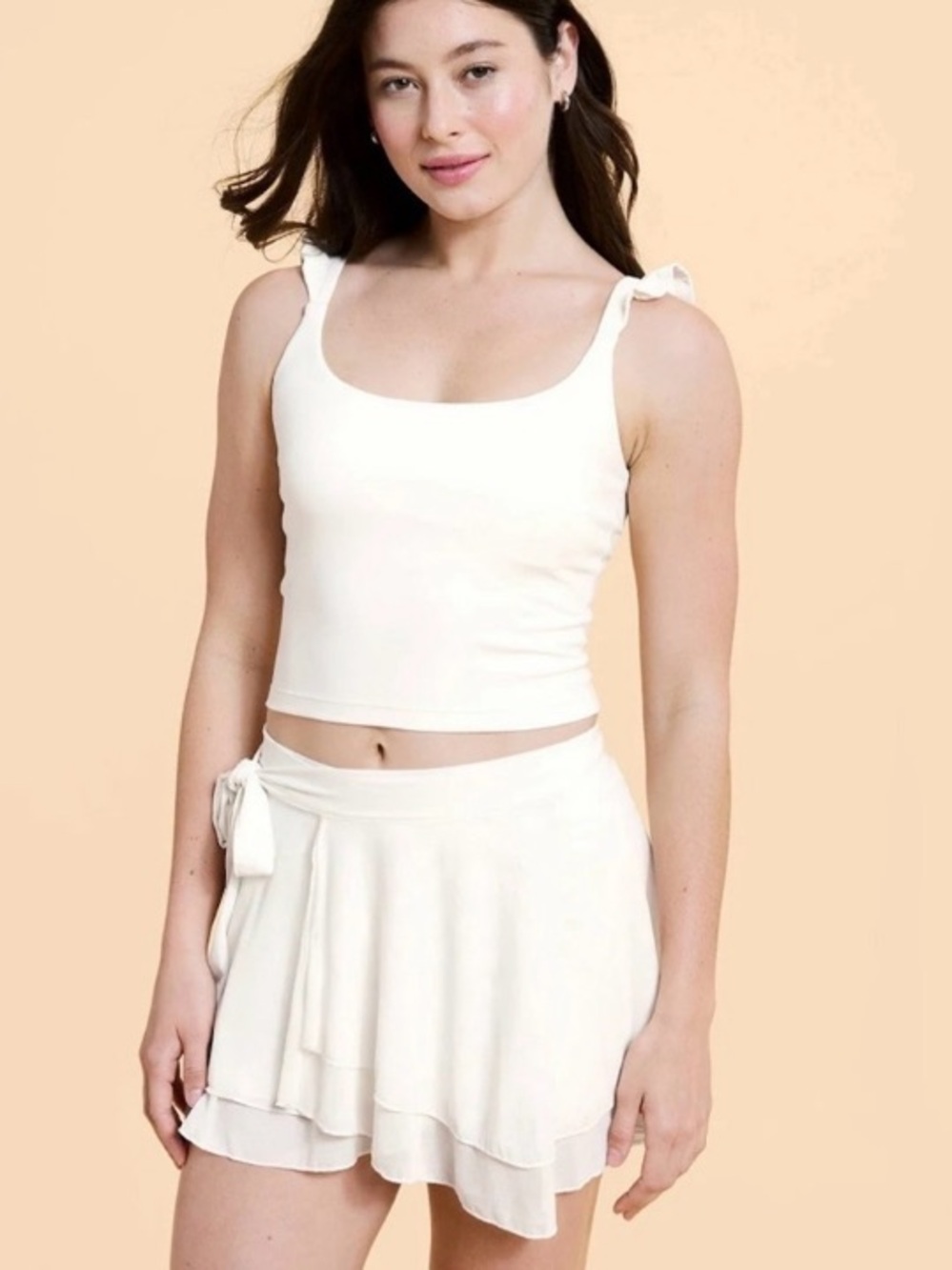 Blogilates Women's Dance Studio Wrap Skort - light cream color - XL NWT